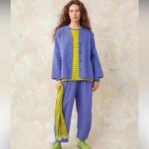 Gudrun Sjoden Purple Organic Cotton Woven Jacket Lagenlook Size S Spring 2024